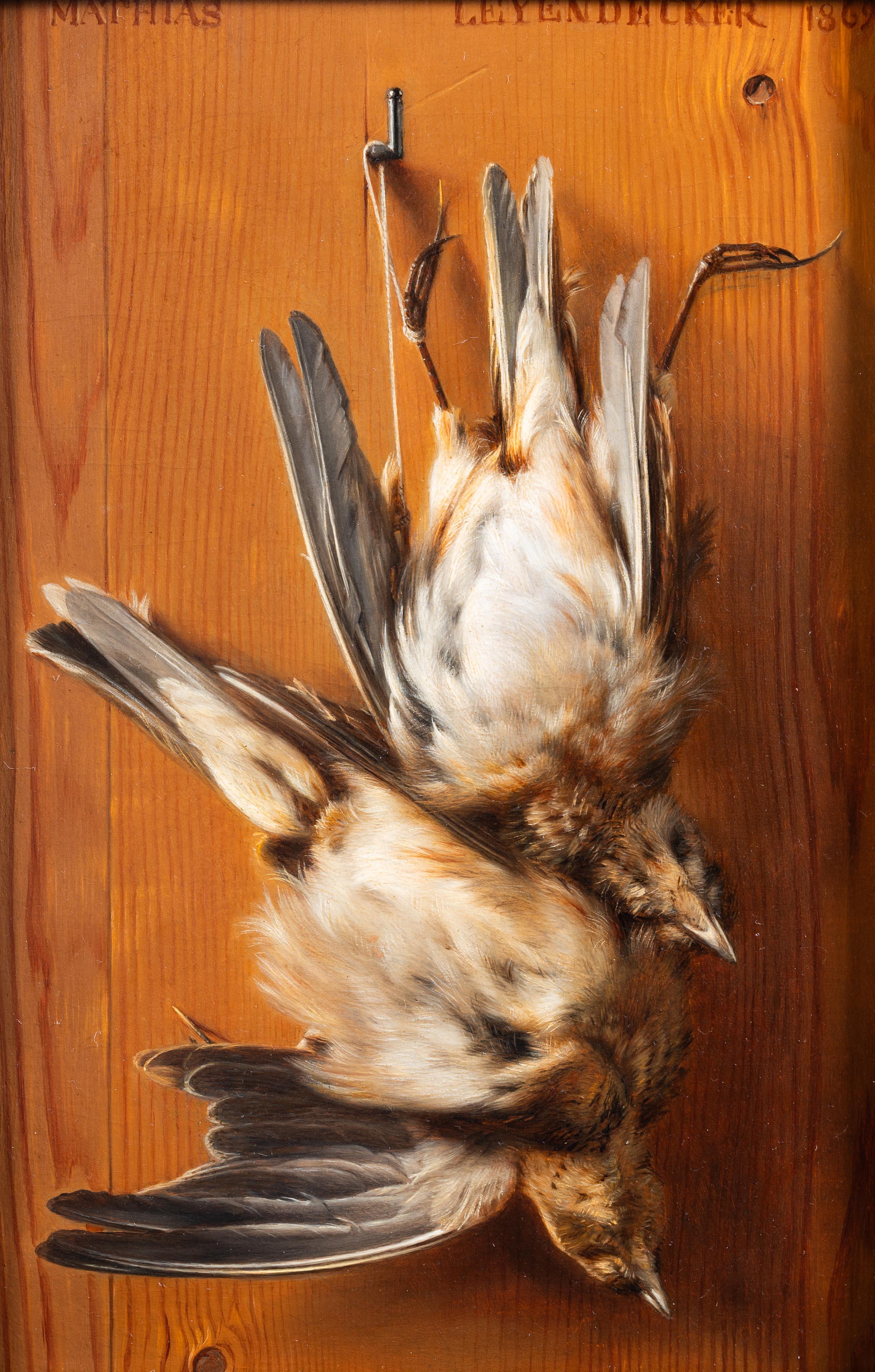 Thrush hanging from a hook - Painting by Mathais Leyendecker