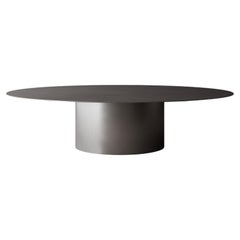 Mathan Round Pedestal Dining Table in Solid Brushed Aluminium by Antic Studio