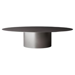 Mathan Round Pedestal Dining Table in Solid Brushed Aluminium by Antic Studio