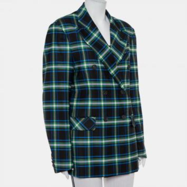 Mathew Adams Dolan Black Opera Checkered Wool Double Breasted Blazer M For Sale 6