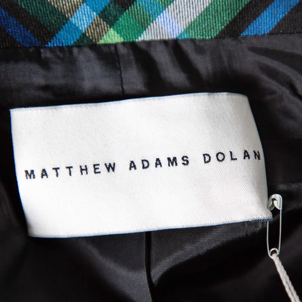 Women's Mathew Adams Dolan Black Opera Checkered Wool Double Breasted Blazer M For Sale