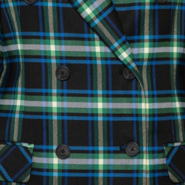 Mathew Adams Dolan Black Opera Checkered Wool Double Breasted Blazer M For Sale 3