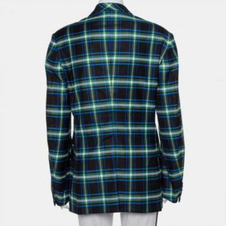 Mathew Adams Dolan Black Opera Checkered Wool Double Breasted Blazer M For Sale 4