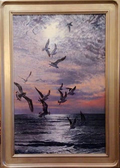 Golf Abend Ölgemälde, Realistischer Stil, 21. Jahrhundert, Signiert, 30x42