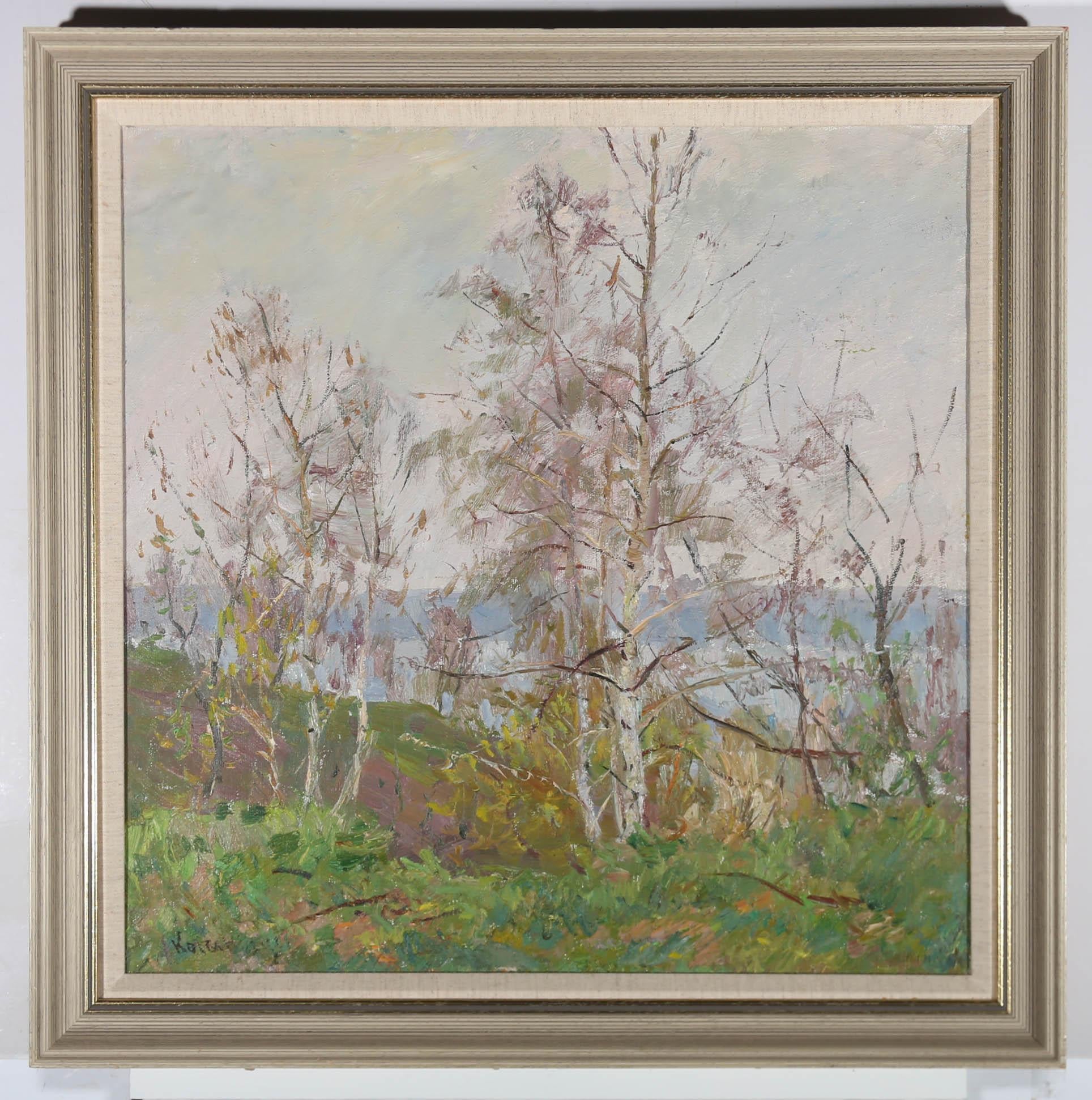 Mathew Kogan-Shats (1911-1989) - Mid Century Oil, Silver Birches By The Lake For Sale 1
