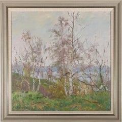 Mathew Kogan-Shats (1911-1989) - Huile du milieu du siècle, bouleaux argentés au bord du lac