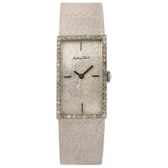 Mathey-Tissot DeNiro Montre-bracelet large unisexe en or blanc 14 carats et diamants