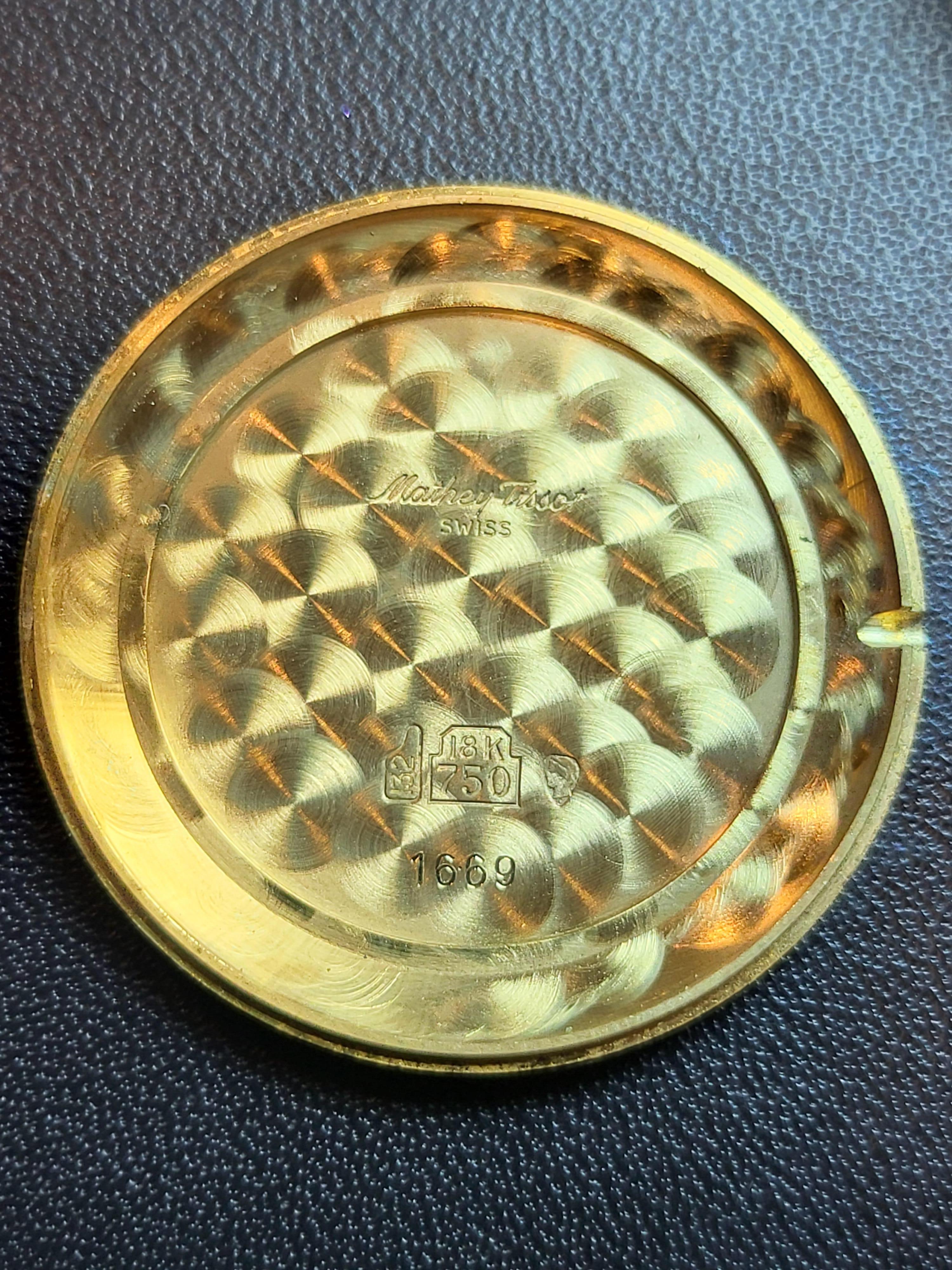 Mathey Tissot Montre Liberty Coin en or 18 carats, mouvement mécanique, avec boîte en vente 7