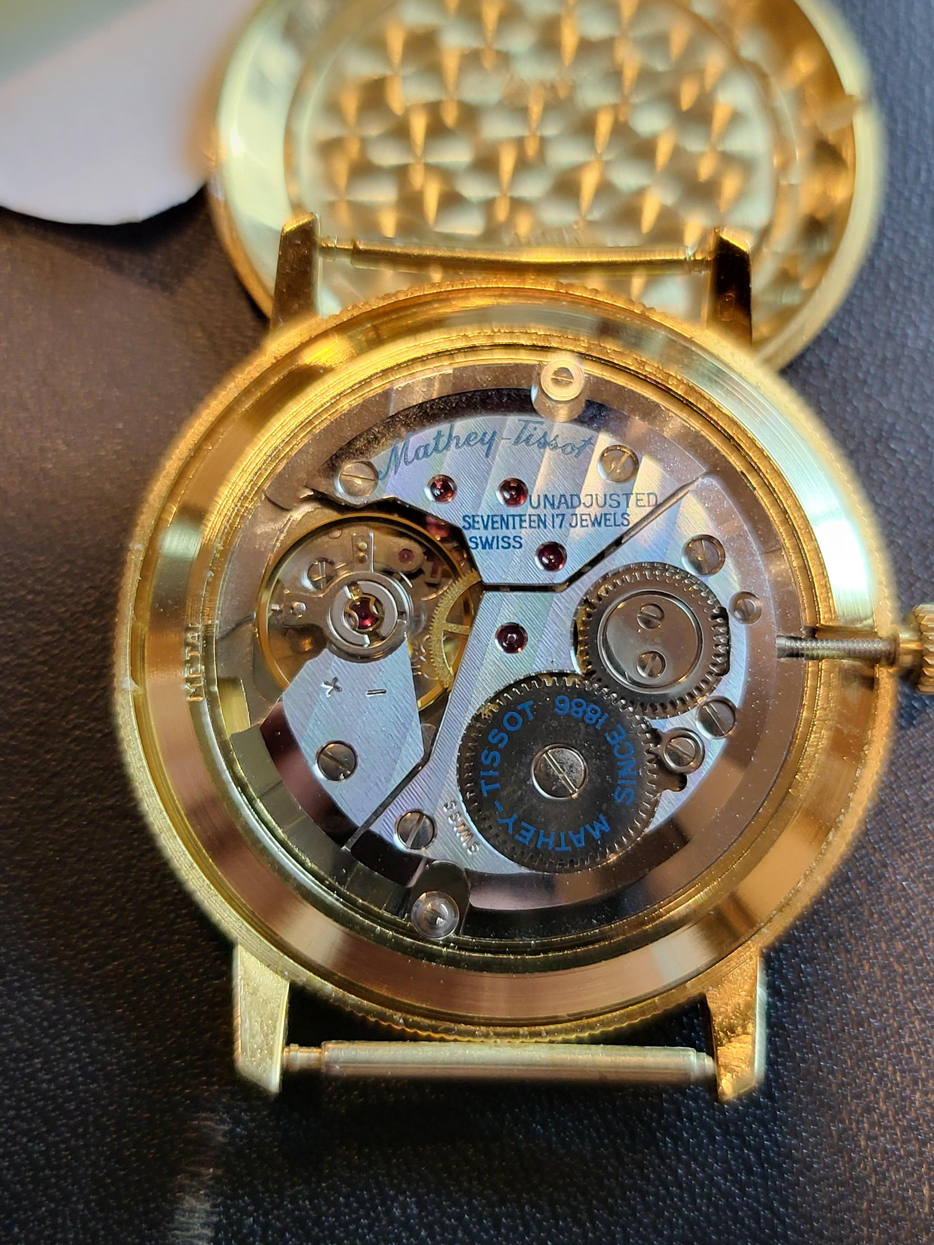 Mathey Tissot Montre Liberty Coin en or 18 carats, mouvement mécanique, avec boîte en vente 11