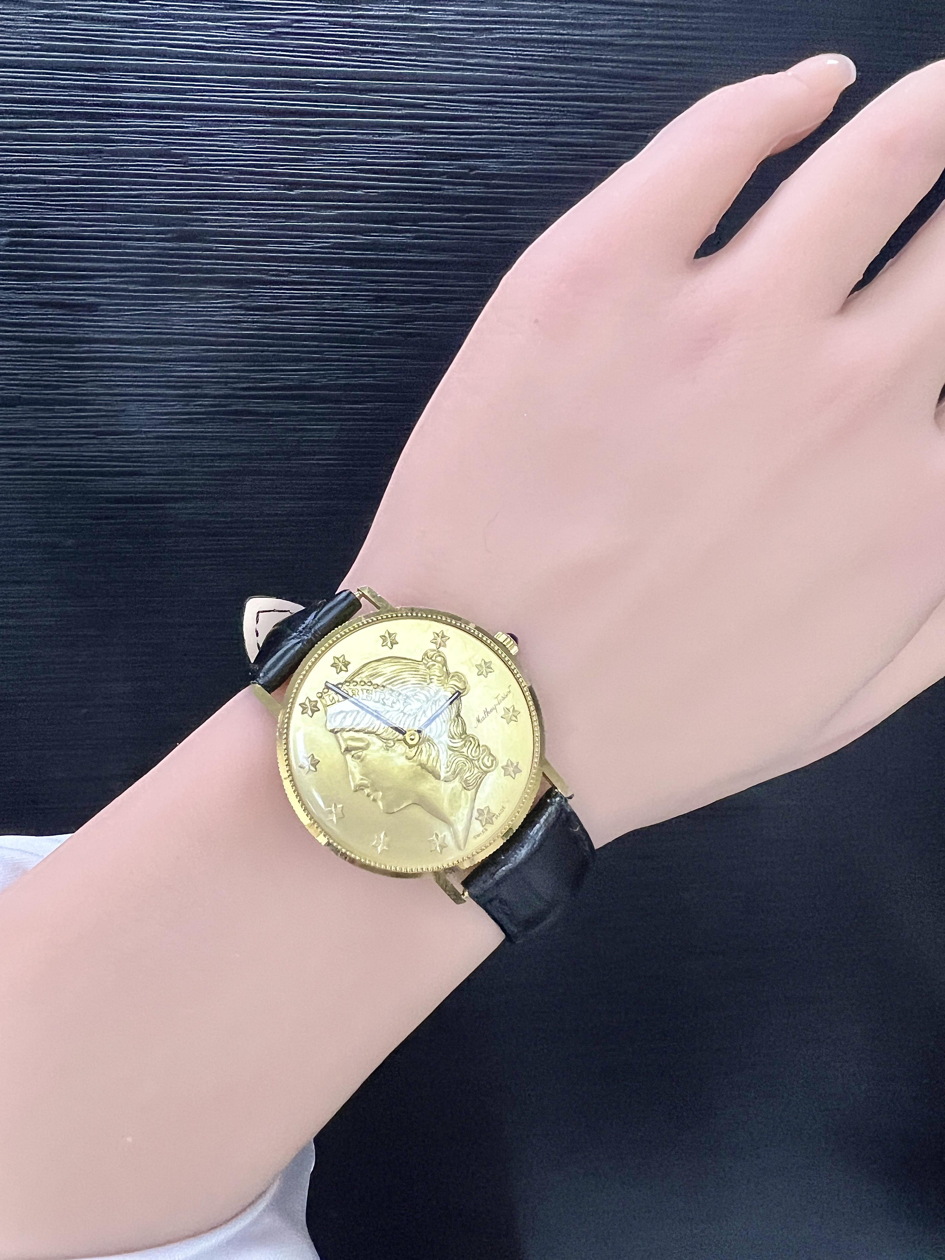 Orologio Liberty Coin TISSOT in oro giallo 18 carati in vendita 3