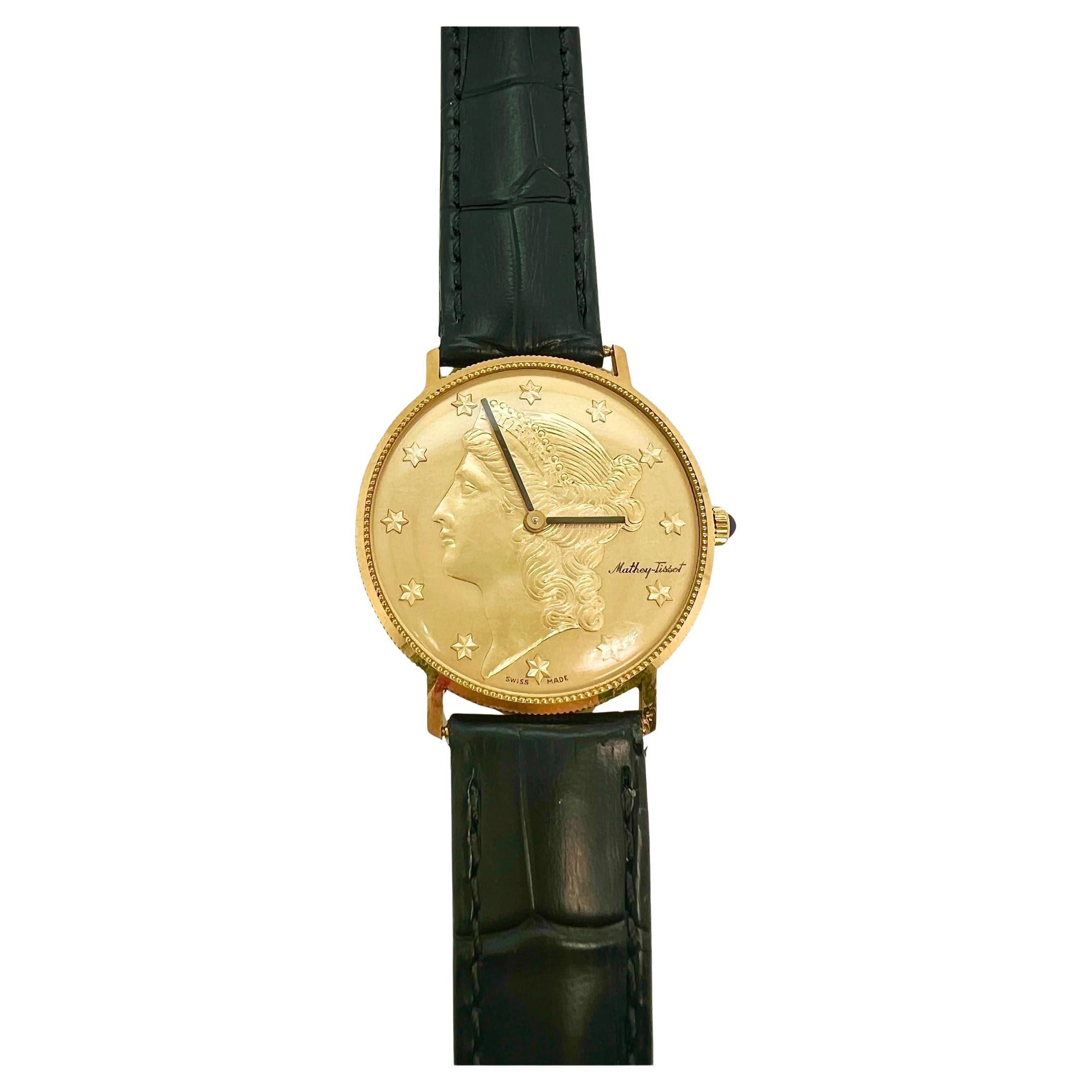 Mathey Tissot 18k Gelbgold Liberty Coin Uhr