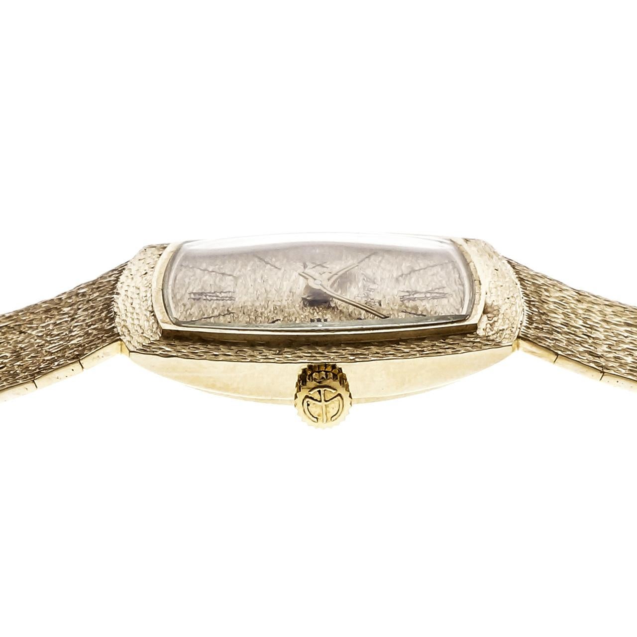 Mathey Tissot 1960 Textured 14k Gold Wrist Watch In Good Condition For Sale In Stamford, CT