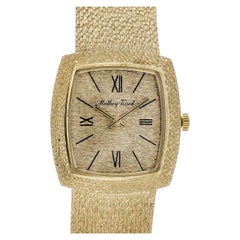 Retro Mathey Tissot 1960 Textured 14k Gold Wrist Watch