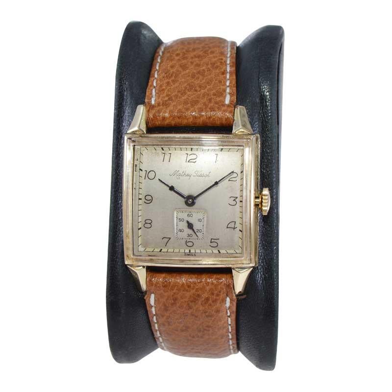 Mathey Tissot Gold Filled Watch in New Condition, Circa 1940's For Sale 9