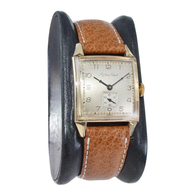 Mathey Tissot Gold Filled Watch in New Condition, Circa 1940's For Sale 10