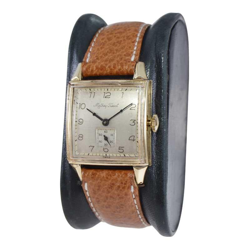 Mathey Tissot Goldgefüllte Uhr in neuem Zustand, ca. 1940er Jahre (Art déco)