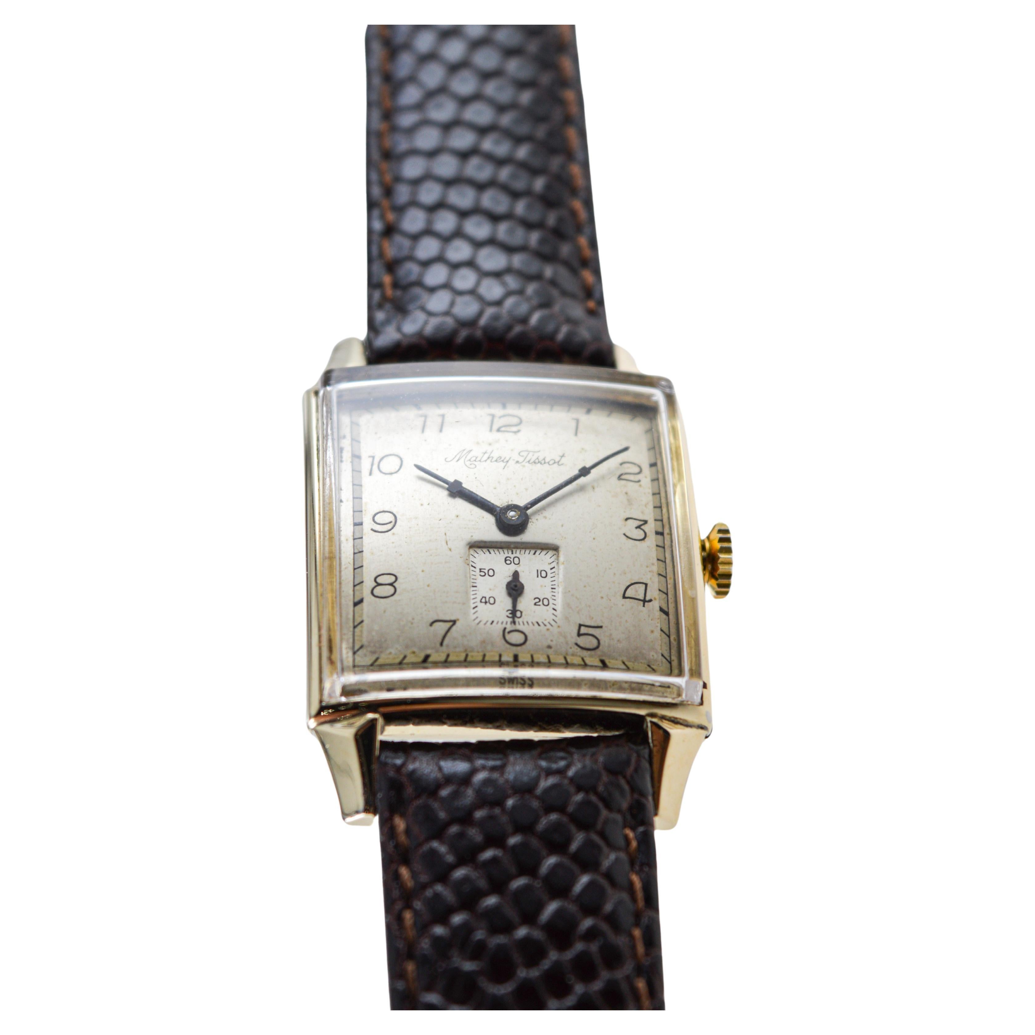 Art Deco Mathey Tissot Gold Filled Watch in New Condition, Circa 1940's For Sale