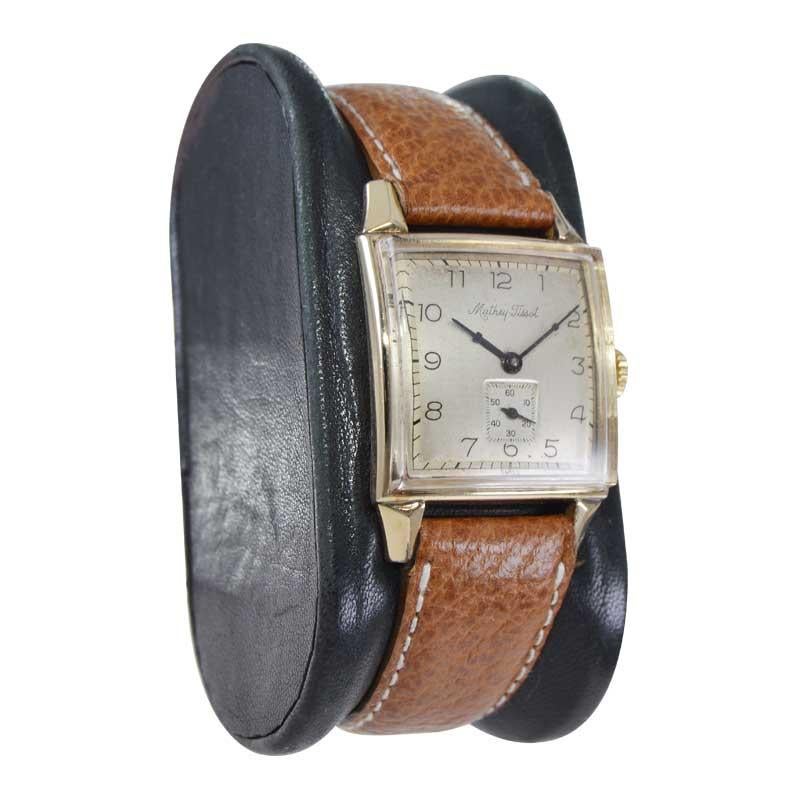 Mathey Tissot Goldgefüllte Uhr in neuem Zustand, ca. 1940er Jahre 2