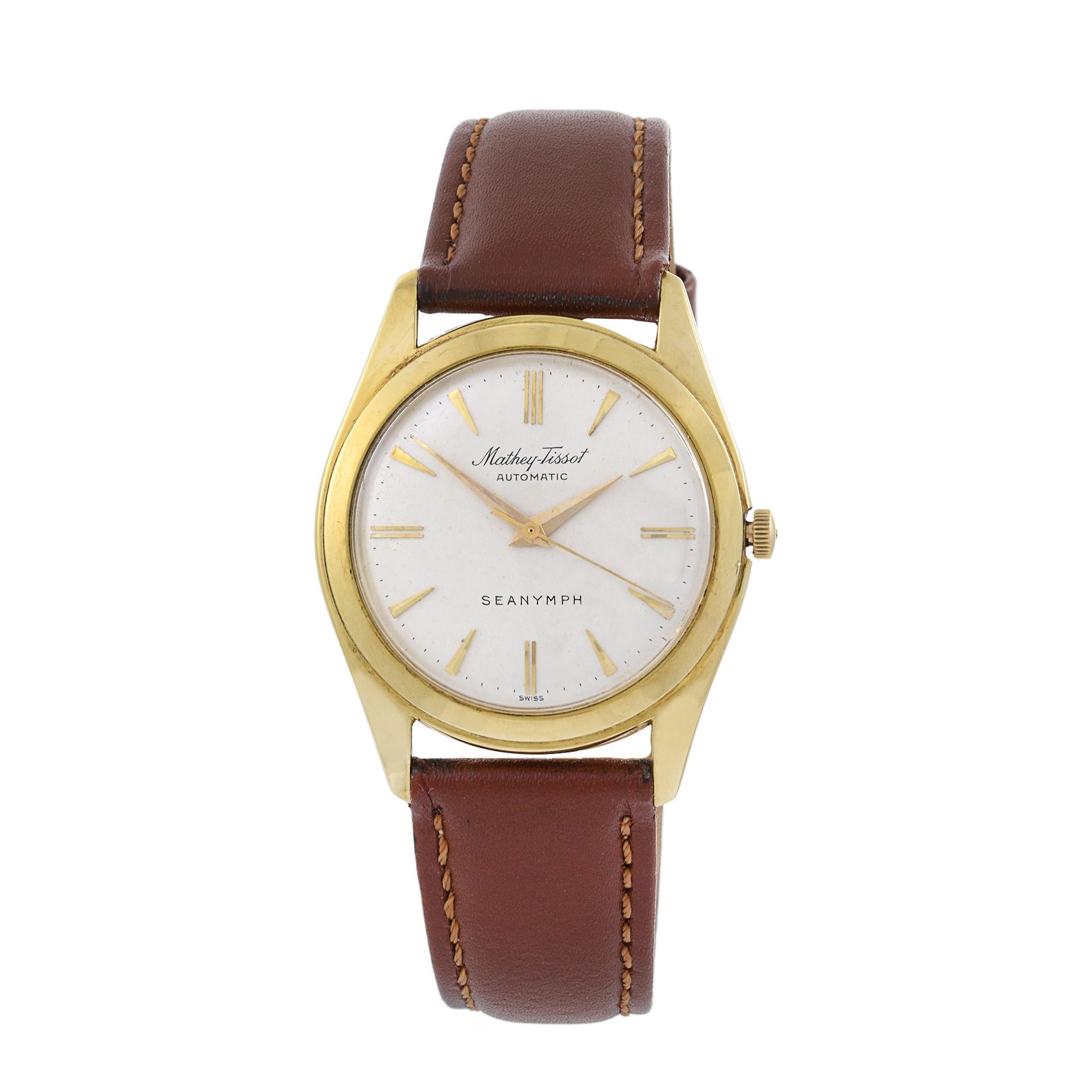 Il s'agit d'une Tissot Sea Nymph en excellent état, datant des années 1960. Le boîtier de cette montre est en or jaune 18 carats. Le boîtier mesure 34 mm de diamètre.

Le cadran est d'origine et le boîtier n'est pas poli.

La montre est animée par