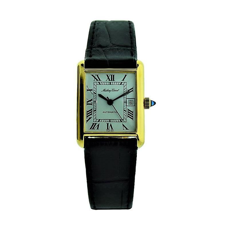 Mathey Tissot Yellow Gold Filled Art Deco Tank Style, circa 1970 at 1stDibs