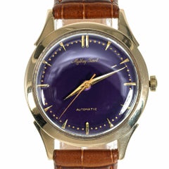 Mathey Tissot Yellow Gold Men's Automatic Custom-Colored Dial Wristwatch