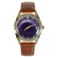 Mathey Tissot Yellow Gold Men's Automatic Custom-Colored Dial Wristwatch
