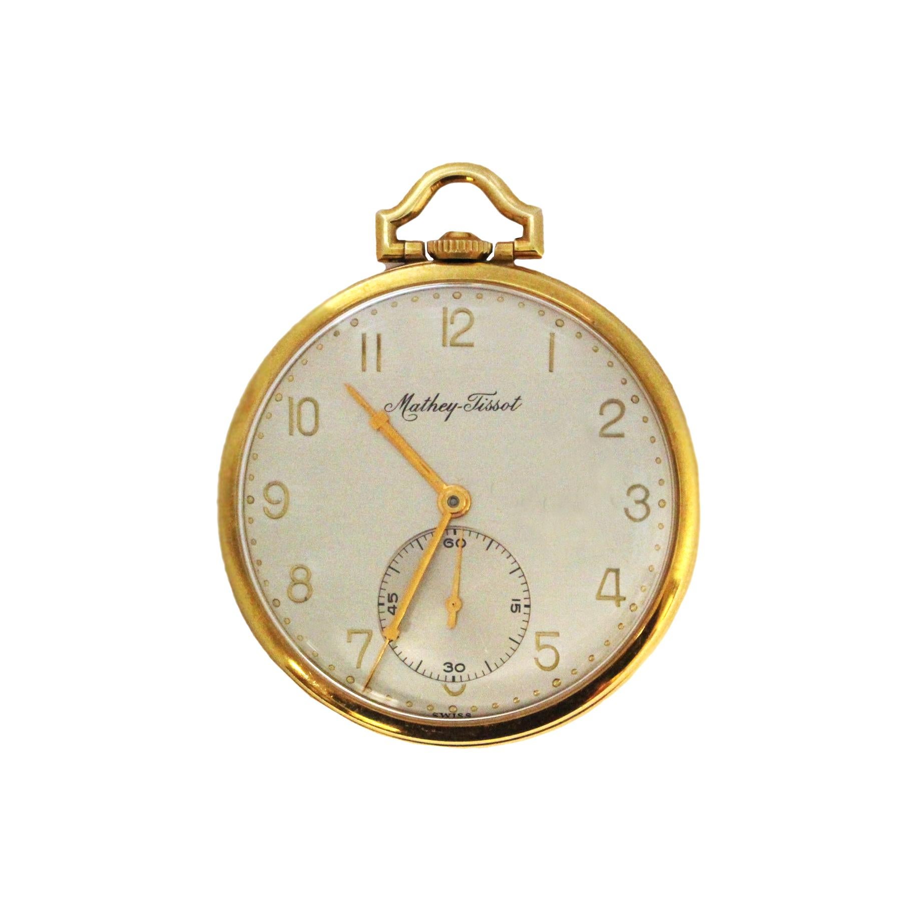 Mathey Tissot Yellow Gold Pocket Watch Owned and Worn by Jerry Lewis