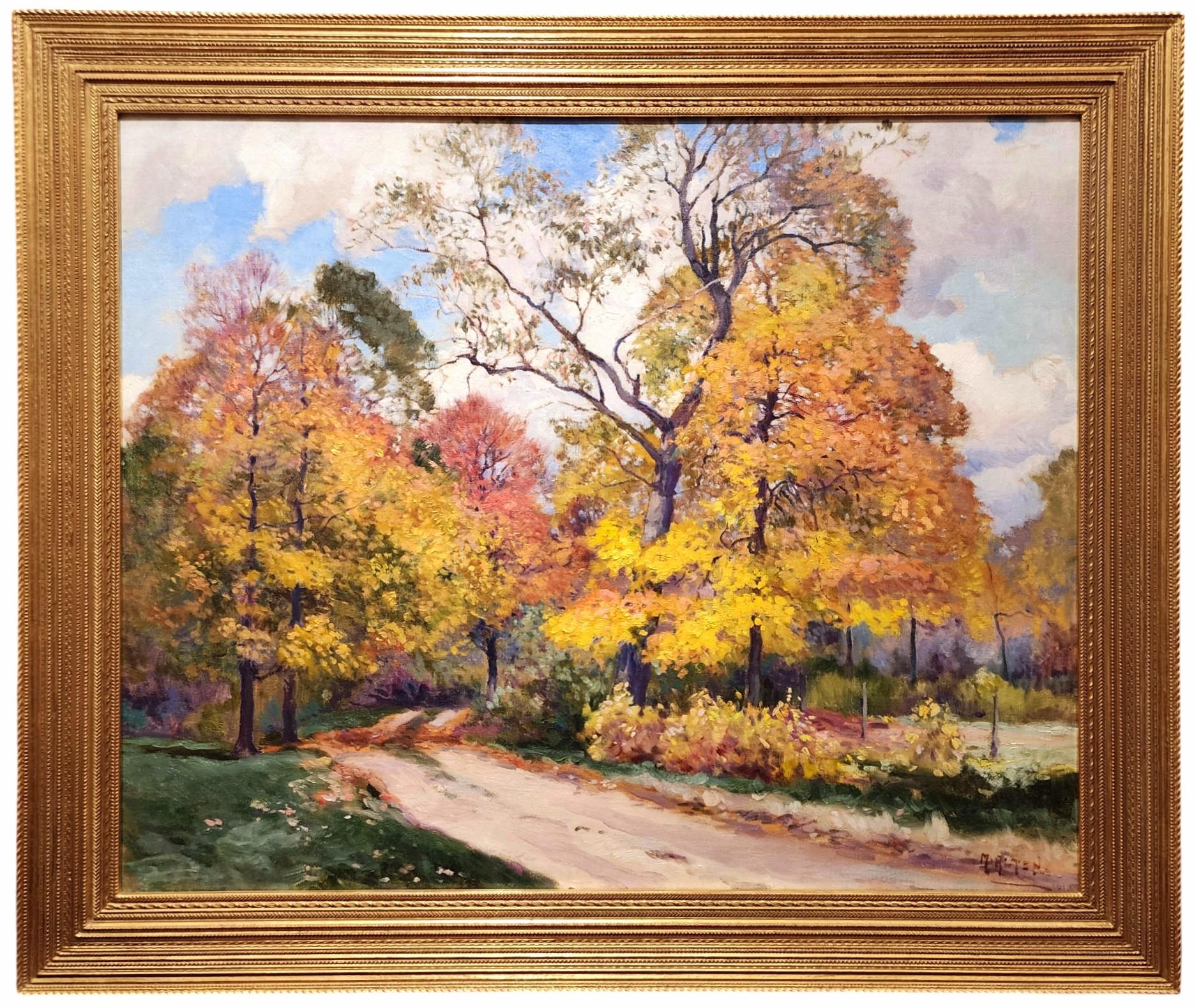 Mathias Alten Landscape Painting - Autumn Landscape with Country Road, Grand Rapids, Michigan Artist, Beautiful