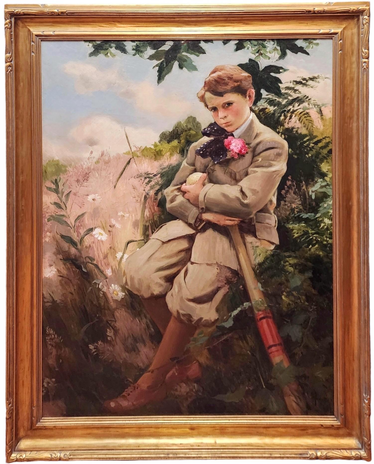 Mathias Alten Portrait Painting - Portrait of a Young Baseball Player, John J. Haak, Jr. Impressionist Portraiture