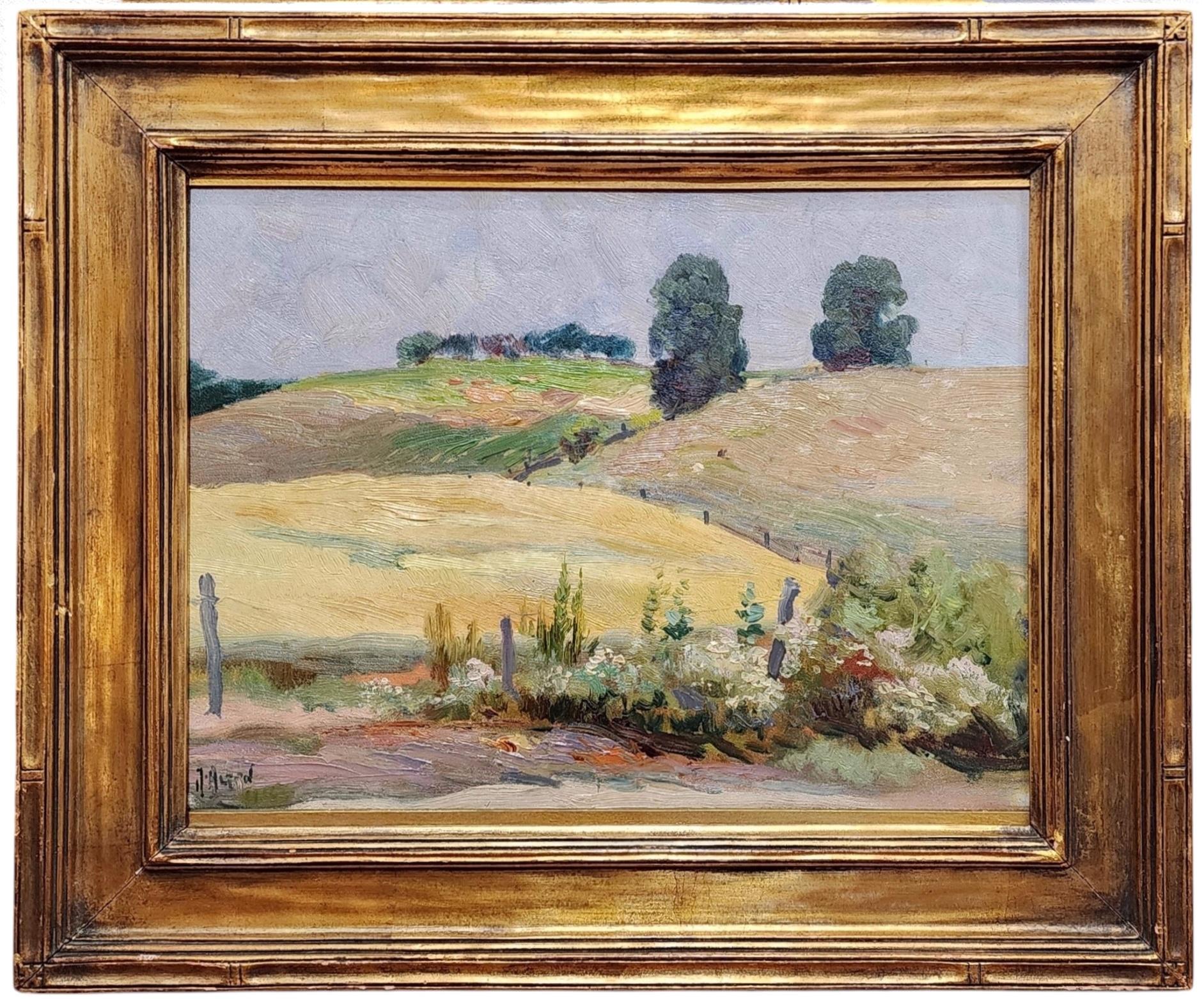 Landscape Painting di Mathias Alten - Campi estivi, Artista del Michigan, Impressionismo americano, Paesaggio