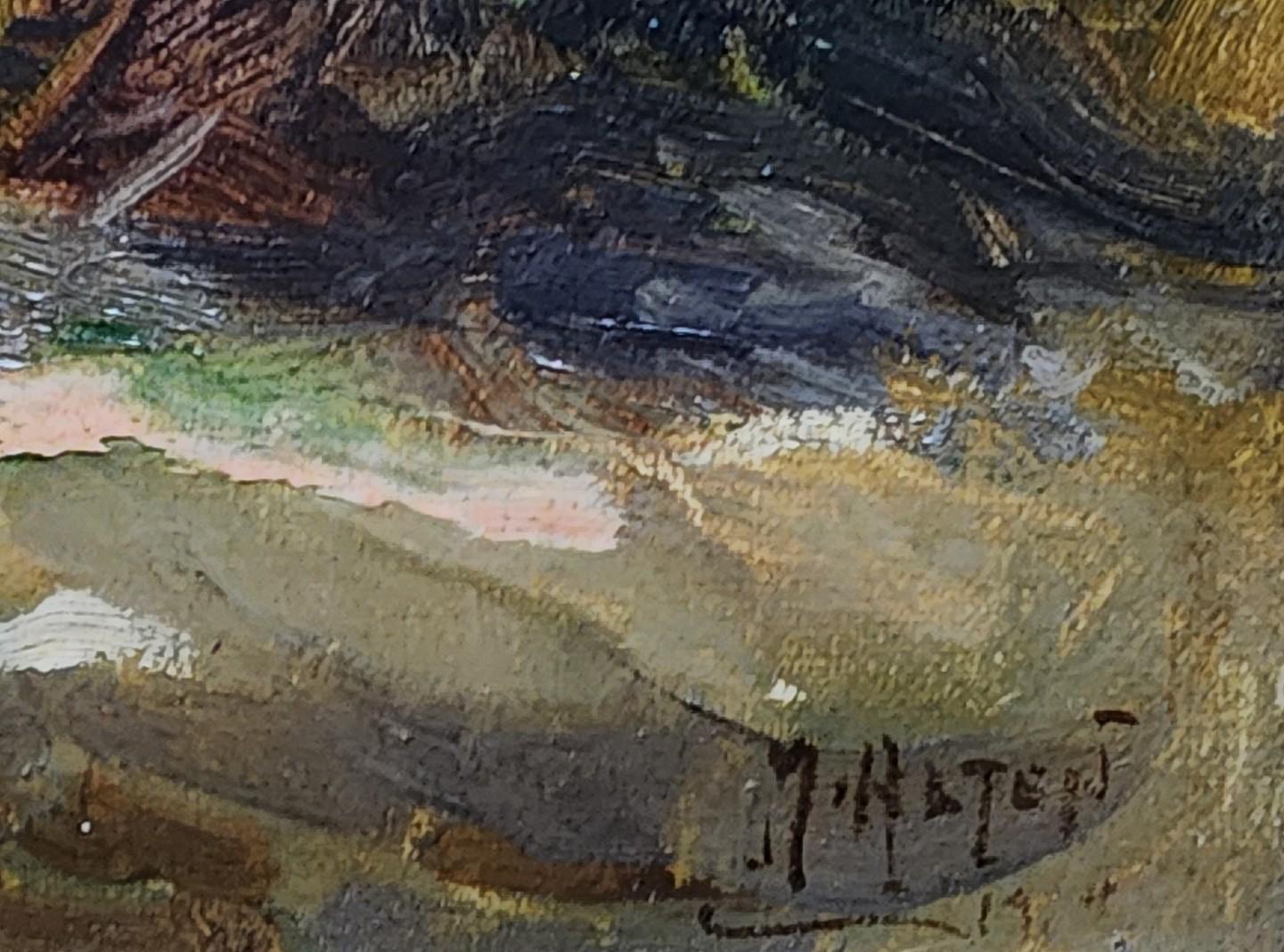 Dos caballos y un carro, Impresionista, Artista de Michigan, Mathias Alten en venta 2