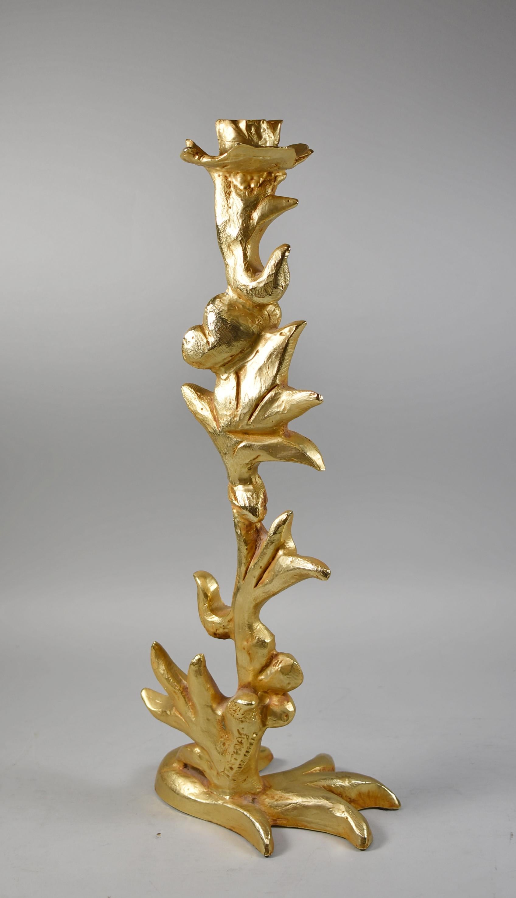 Brutalisme Mathias pour Fondica France, chandelier en bronze doré pour bougeoir en vente