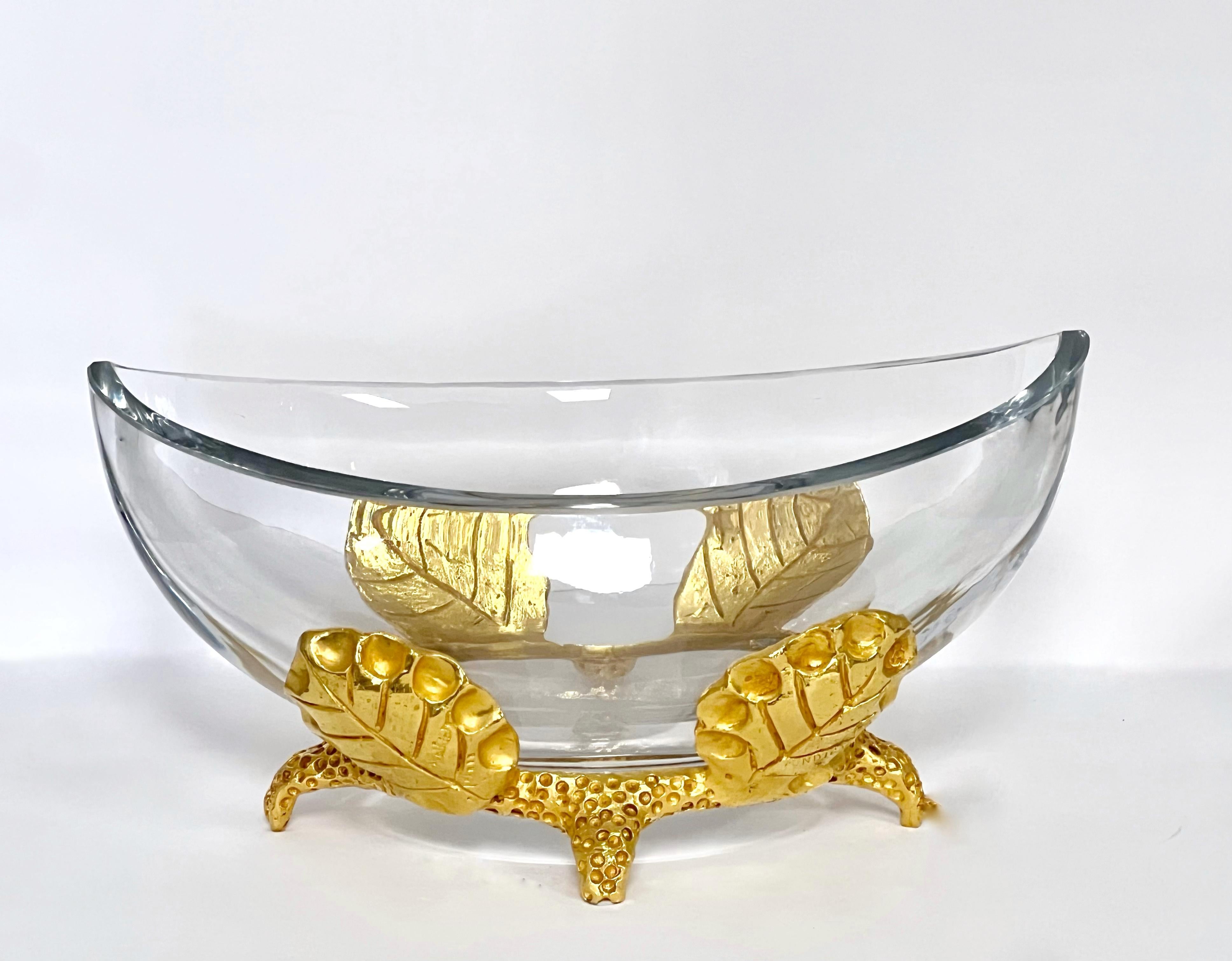 Mathias for Fondica Ciotola di cristallo pesante in bronzo dorato 2001 In condizioni ottime in vendita a Miami, FL