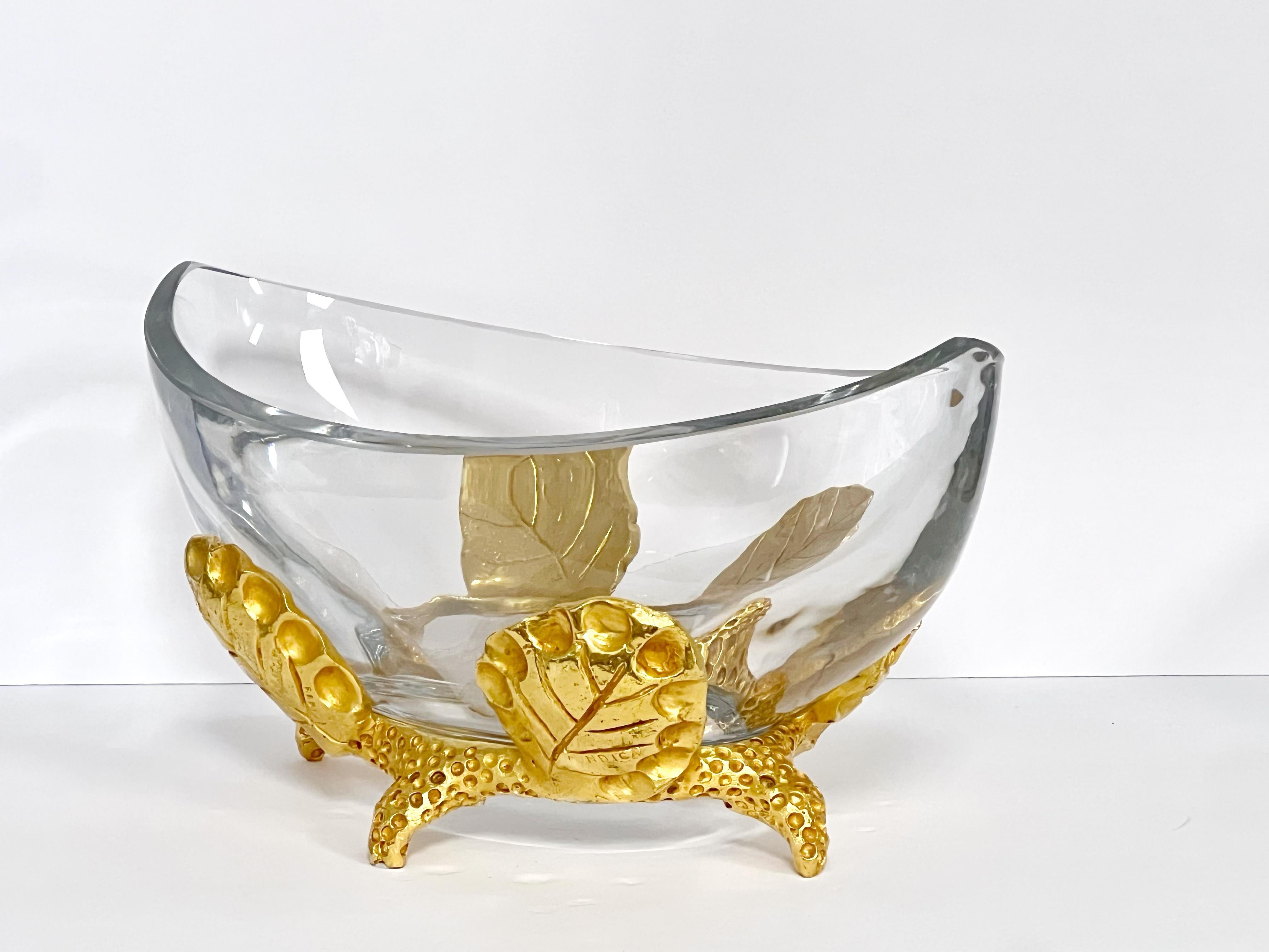 Mathias for Fondica Ciotola di cristallo pesante in bronzo dorato 2001 in vendita 1