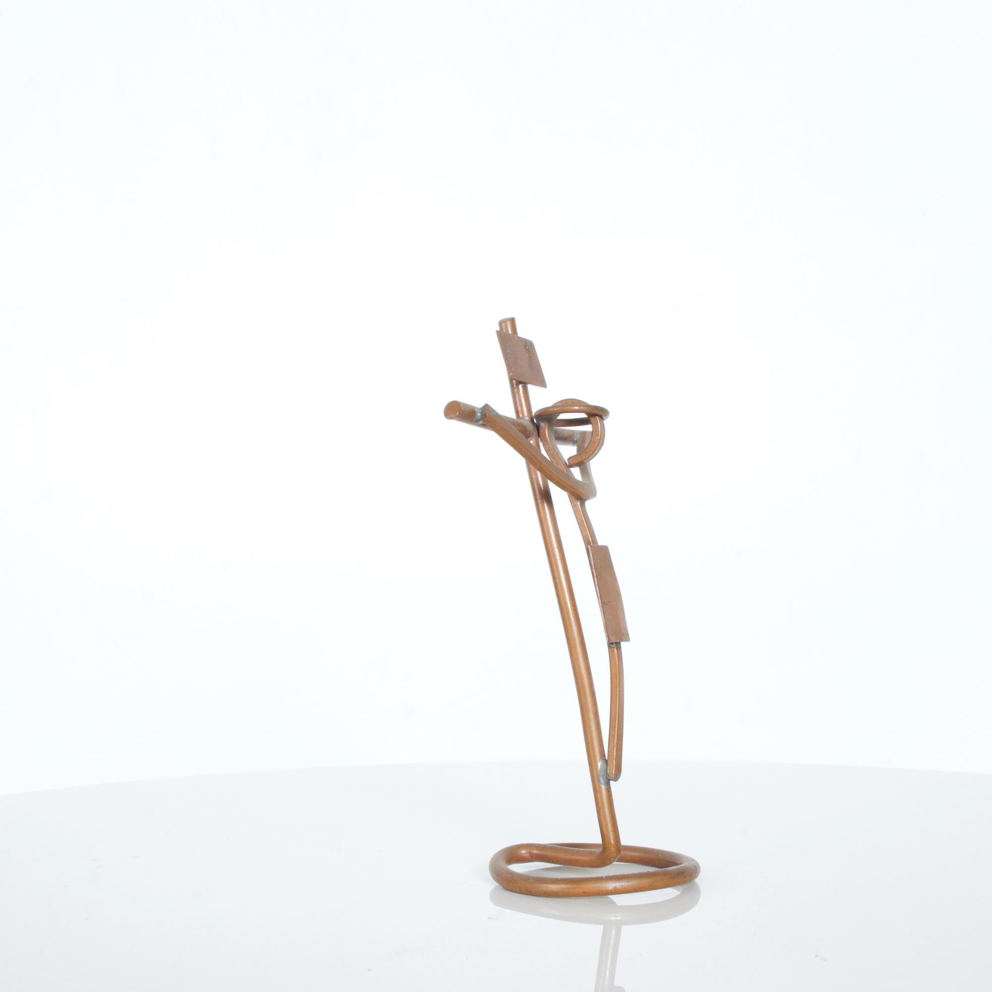 Modern Mathias Goeritz Abstract Prayer Sculptural Crucifix Cross Copper & Silver