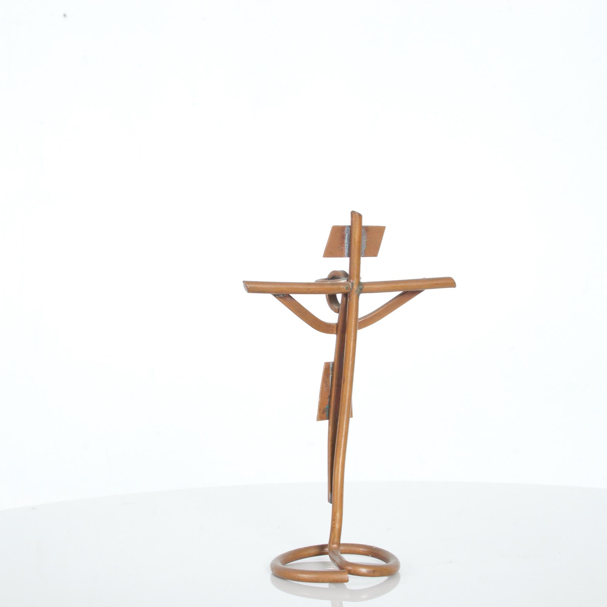 Late 20th Century Mathias Goeritz Abstract Prayer Sculptural Crucifix Cross Copper & Silver