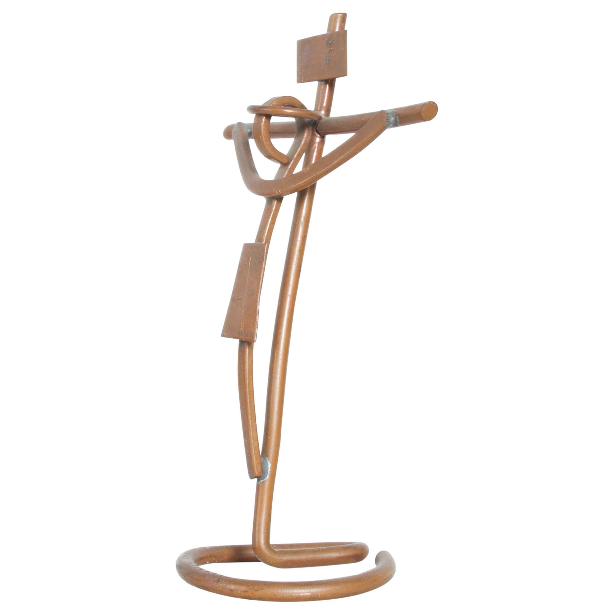 Mathias Goeritz Abstract Prayer Sculptural Crucifix Cross Copper & Silver