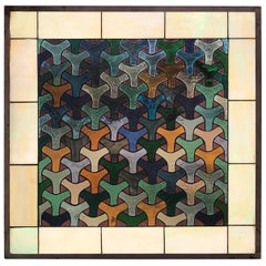 Mathias Goeritz Geometric Style Stained Glass Window Panel Sea of Color 1960s