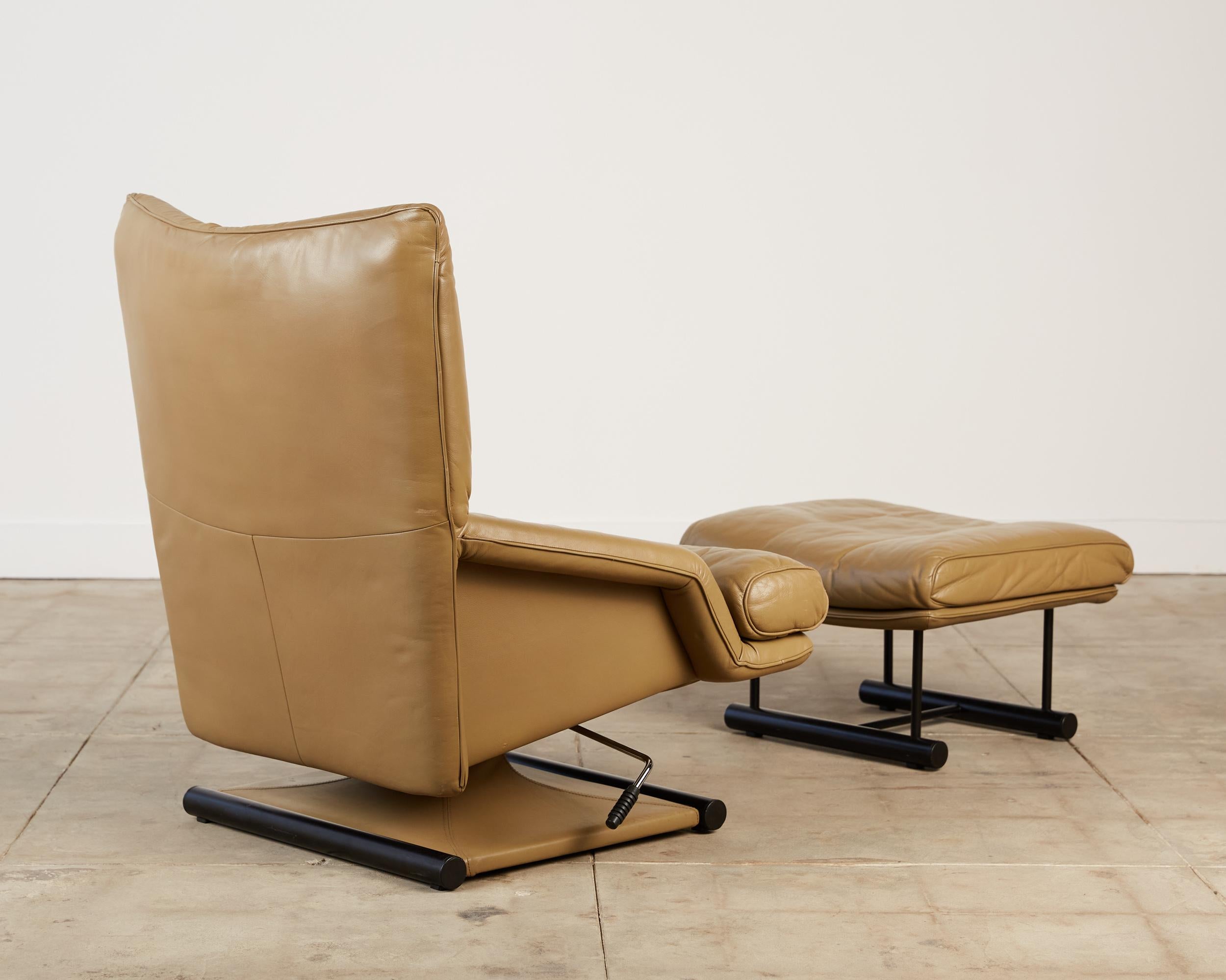 German Mathias Hoffmann for Rolf Benz Leather Lounge Chair and Ottoman