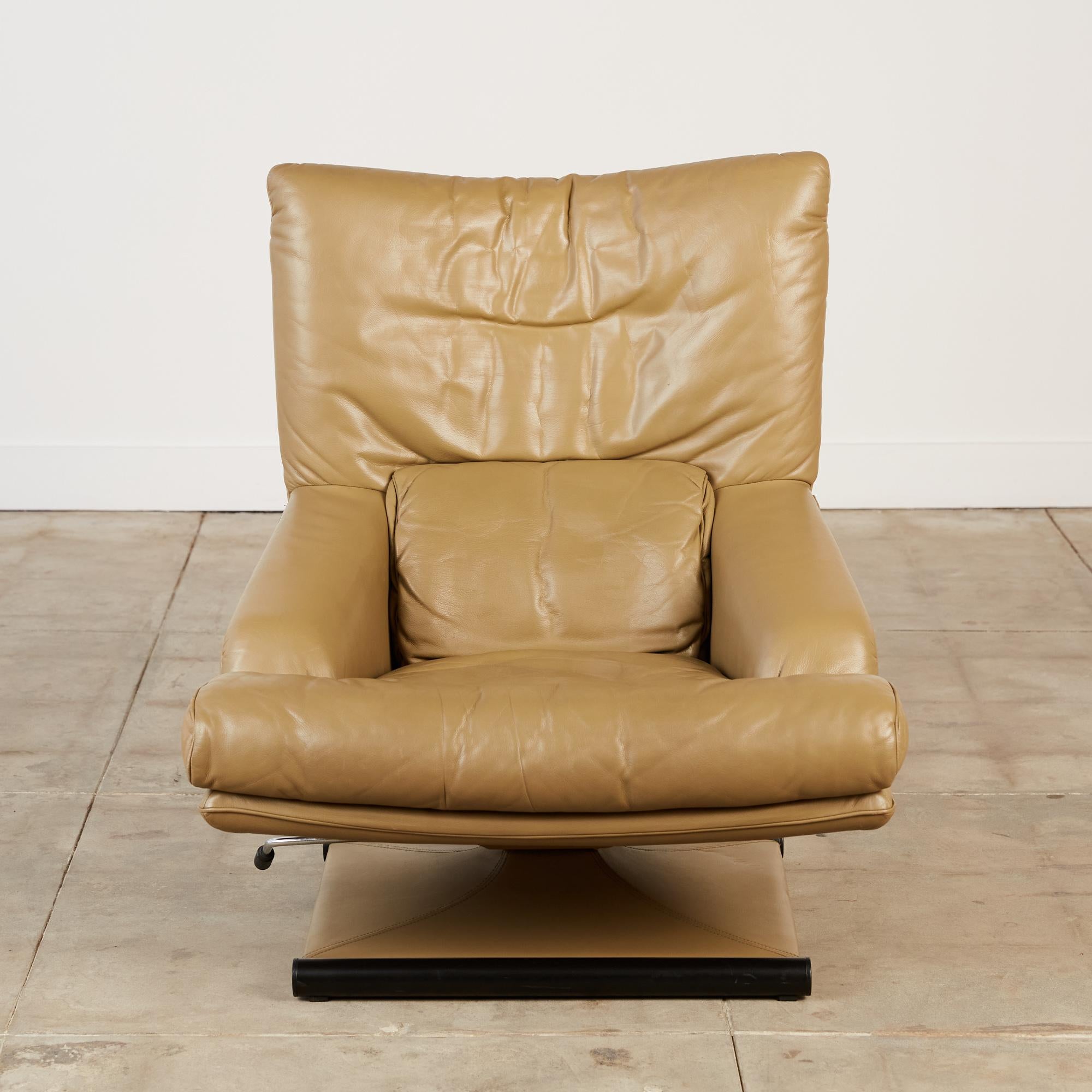 Metal Mathias Hoffmann for Rolf Benz Leather Lounge Chair and Ottoman