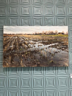 "Flooded Field" Impressionist landscape after the rain, Hamburg, Germany