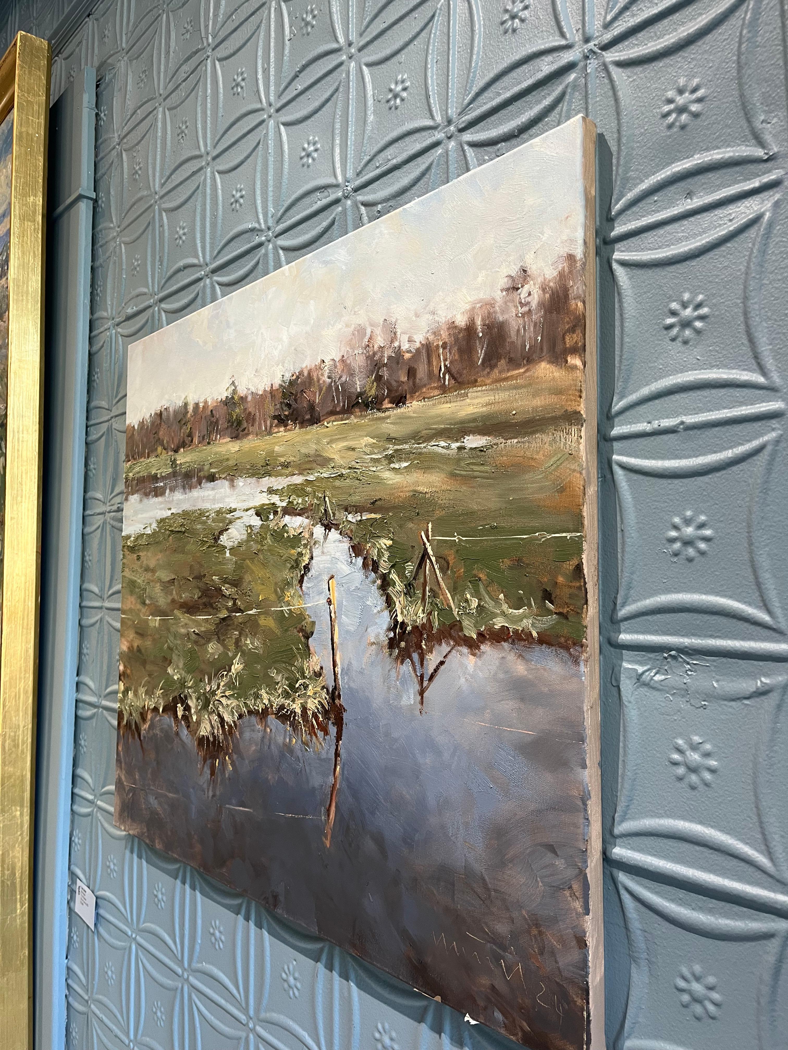 Paysage de marais impressionniste en plein air de Hambourg, Allemagne en vente 11