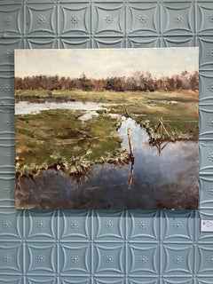 "Marshland II" Impressionistic marshy landscape en plein air in Hamburg, Germany