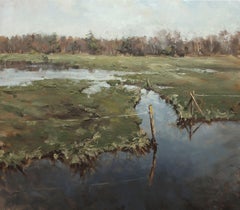 Paysage de marais impressionniste en plein air de Hambourg, Allemagne