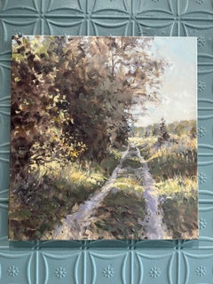 "Luce di settembre" Quadro plein air impressionista di strada sterrata in autunno-Europa