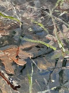 "Swamp IV" Impressionist, waterscape, cool tones