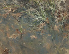 "Pantano IV" Impresionista, paisaje acuático, tonos fríos