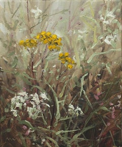 "Tansy and Yarrow II", peinture impressionniste en gros plan de fleurs sauvages, Allemagne