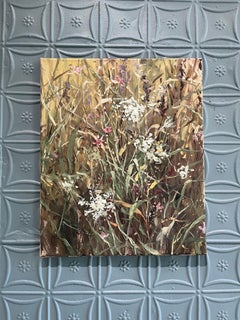 "Wild Carrot" Impressionist plein air landscape painting of wildflowers