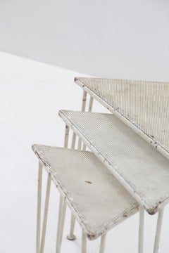 Mathieu Matégo Tables d'appoint françaises vintage en fer peint 'Attr.